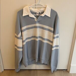 TNA Crewneck Sweater in Light Blue and Cream